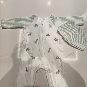 Little Me Unisex Onesie With Cap With Embroidery for 3 Months